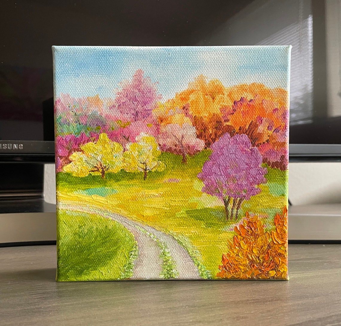 Autumn Forest Path Colorful Trees Fall Landscape Oil Painting Wall Art - Image 3