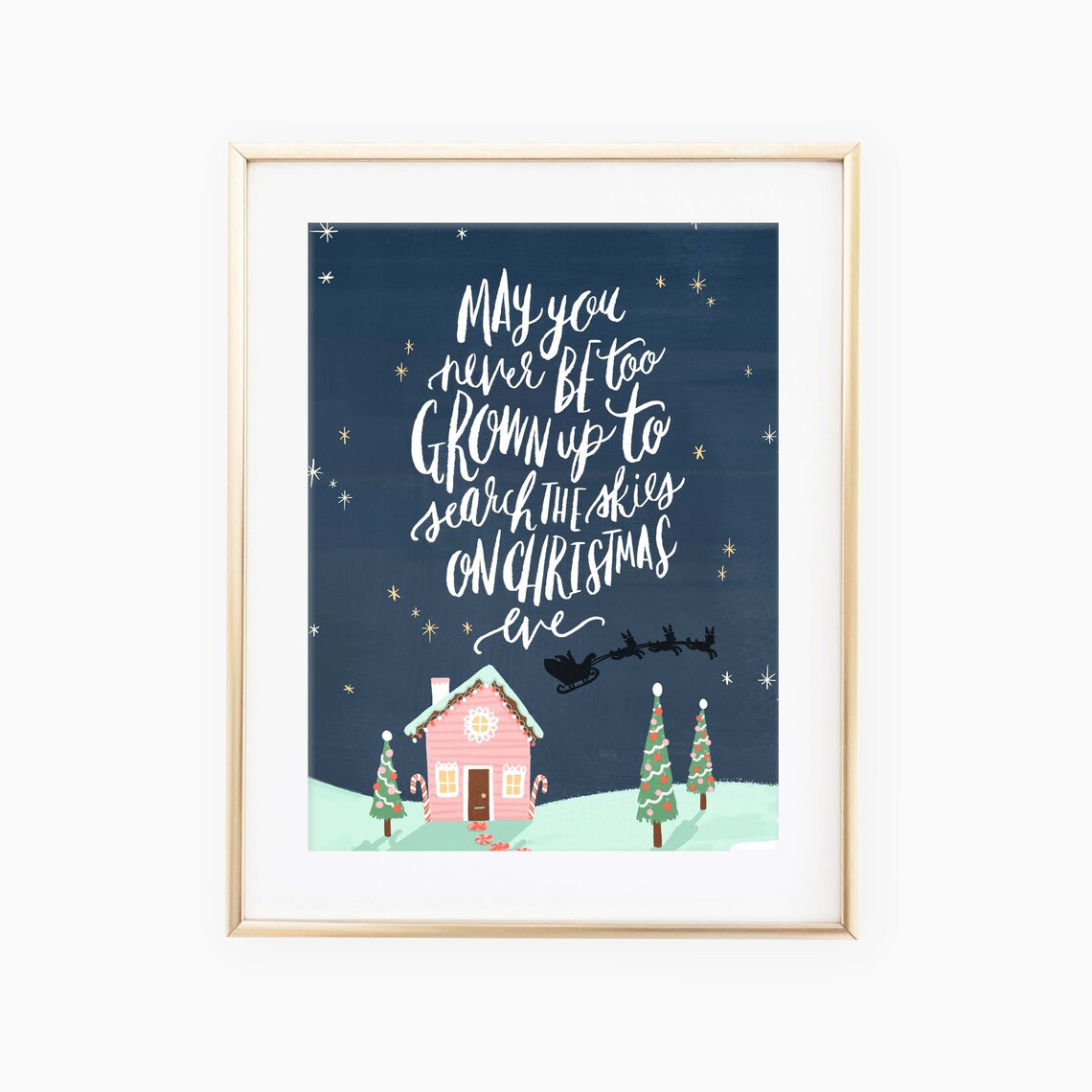 Search The Skies On Christmas Eve Quote Art Print