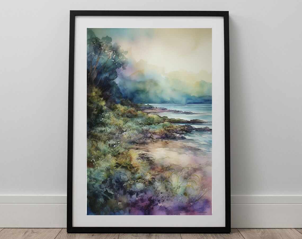 Beach Watercolor Art Print, Coastal Wall Decor