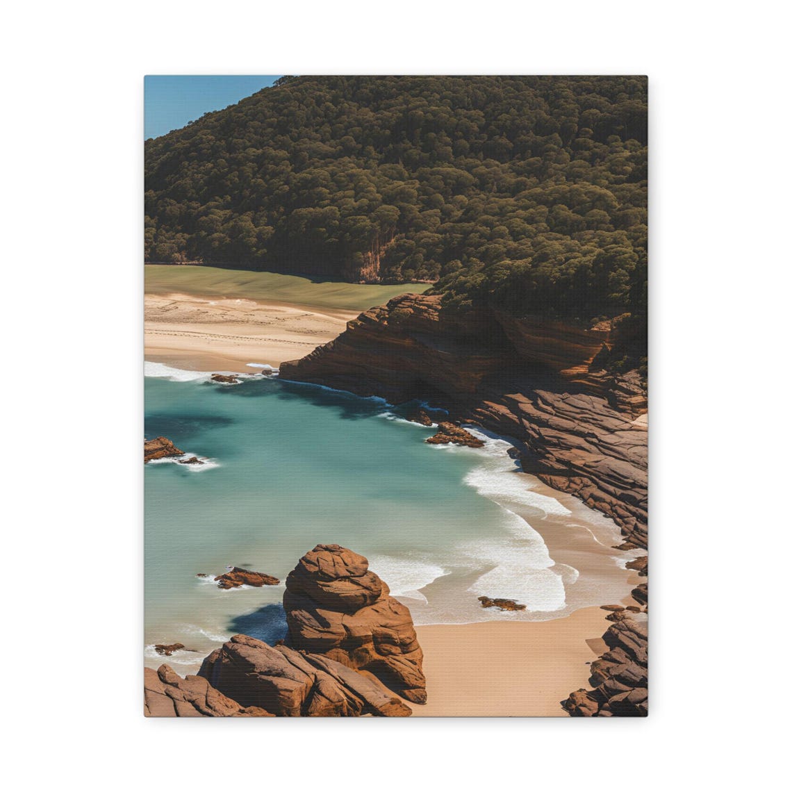 Coastal Landscape Turquoise Cove Red Rocks Forest Scenic Poster