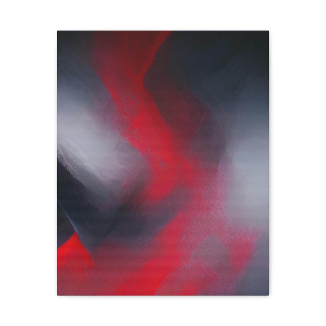 Dramatic Bold Red Swirl Smoke Gray Abstract Fluid Modern Art Poster