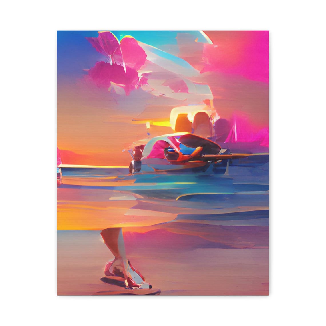 Dreamy Abstract Sunset Beach Pink Blue Painterly Modern Print