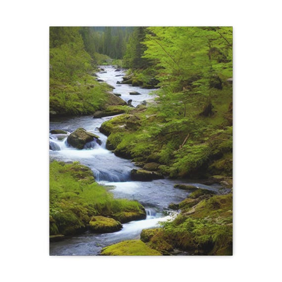 Forest Stream Canvas Art Modern Nature Wall Decor