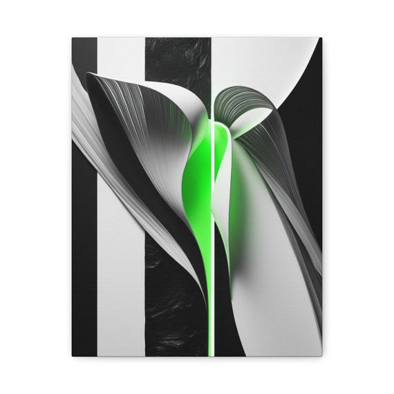Abstract Green Accent Canvas Wall Art Modern Home Decor