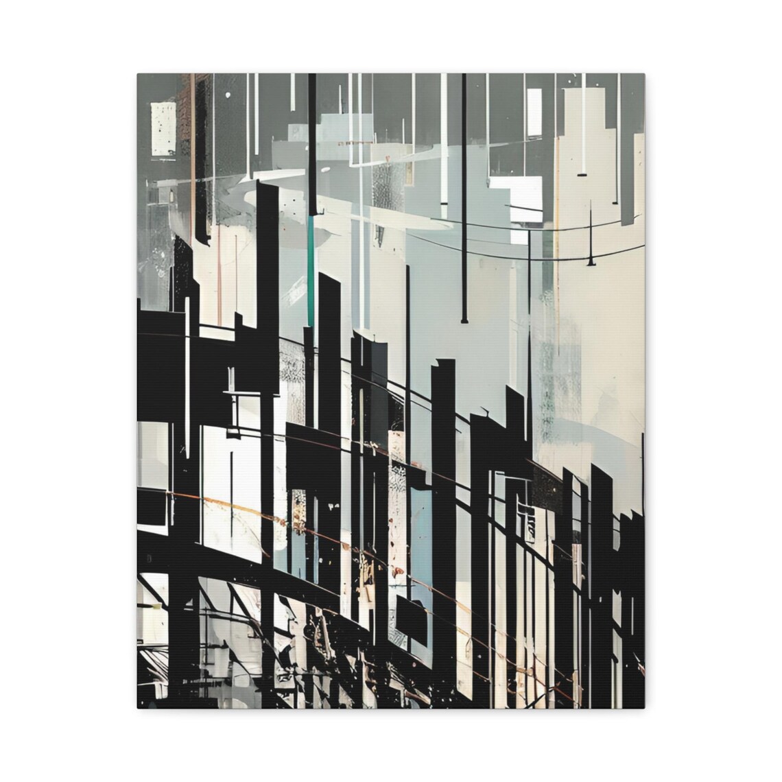Abstract Cityscape Matte Canvas Art Print Modern Home Decor