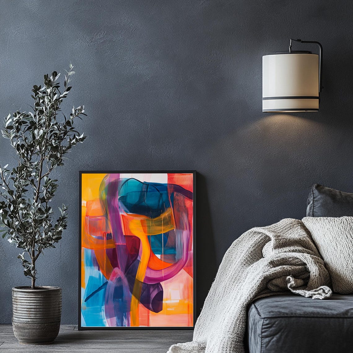 Vibrant Abstract Painting Unique Wall Decor House Gifts Large Colorful Vibrant Wall Art Print Bold Bright Abstract Modern Painting - Image 3