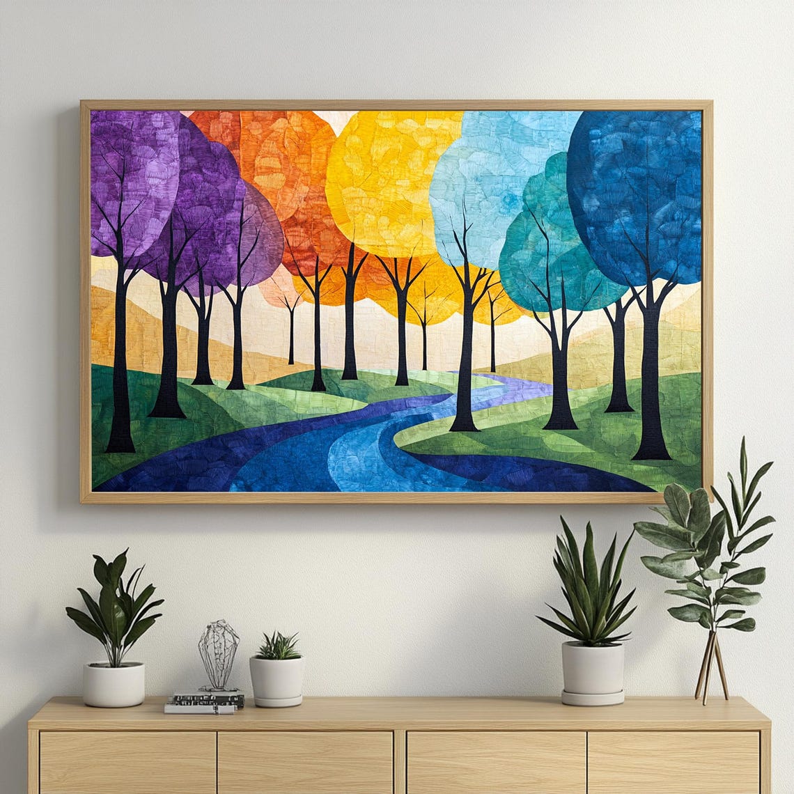 Vibrant Forest Art Print Vibrant Wall Art Colorful Abstract Forest Painting Modern Landscape Impressionist