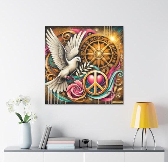 Luxury Peace Love Art 4k Boho Gold Compass Print Vintage Inspired Instant By Dali Singh