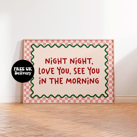 Night Night Love You Typography Print, Bedroom Decor