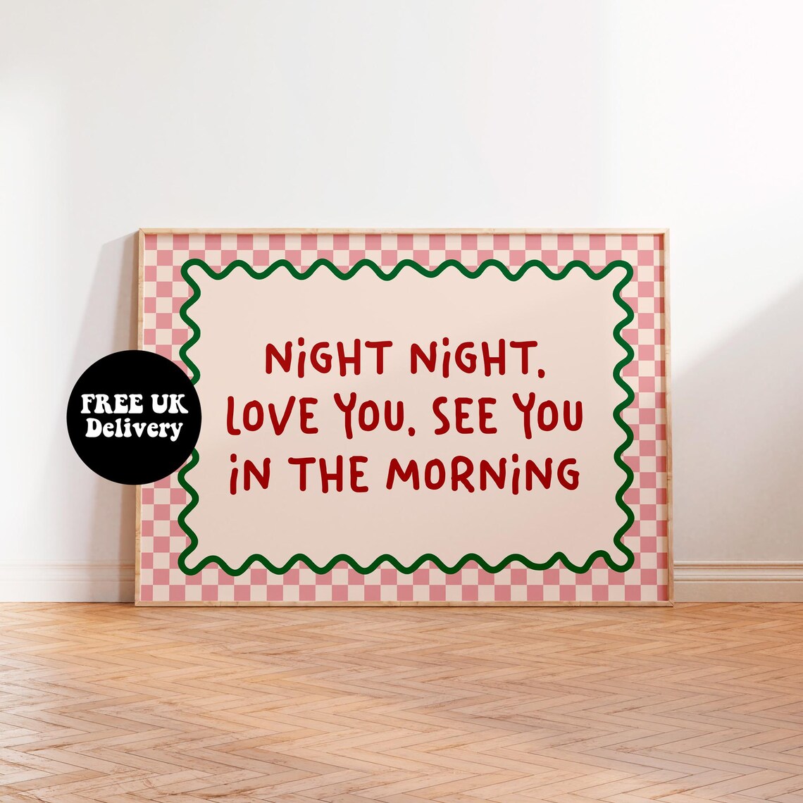 Night Night Love You Typography Print, Bedroom Decor