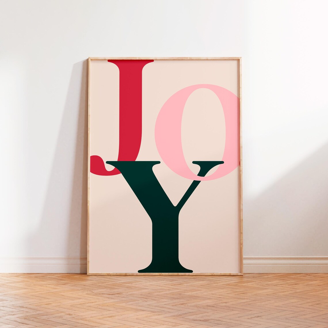 Joy Christmas Word Poster Multicolor Serif Typography On Cream - Image 2