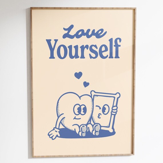 Love Yourself Retro Quote Art Print