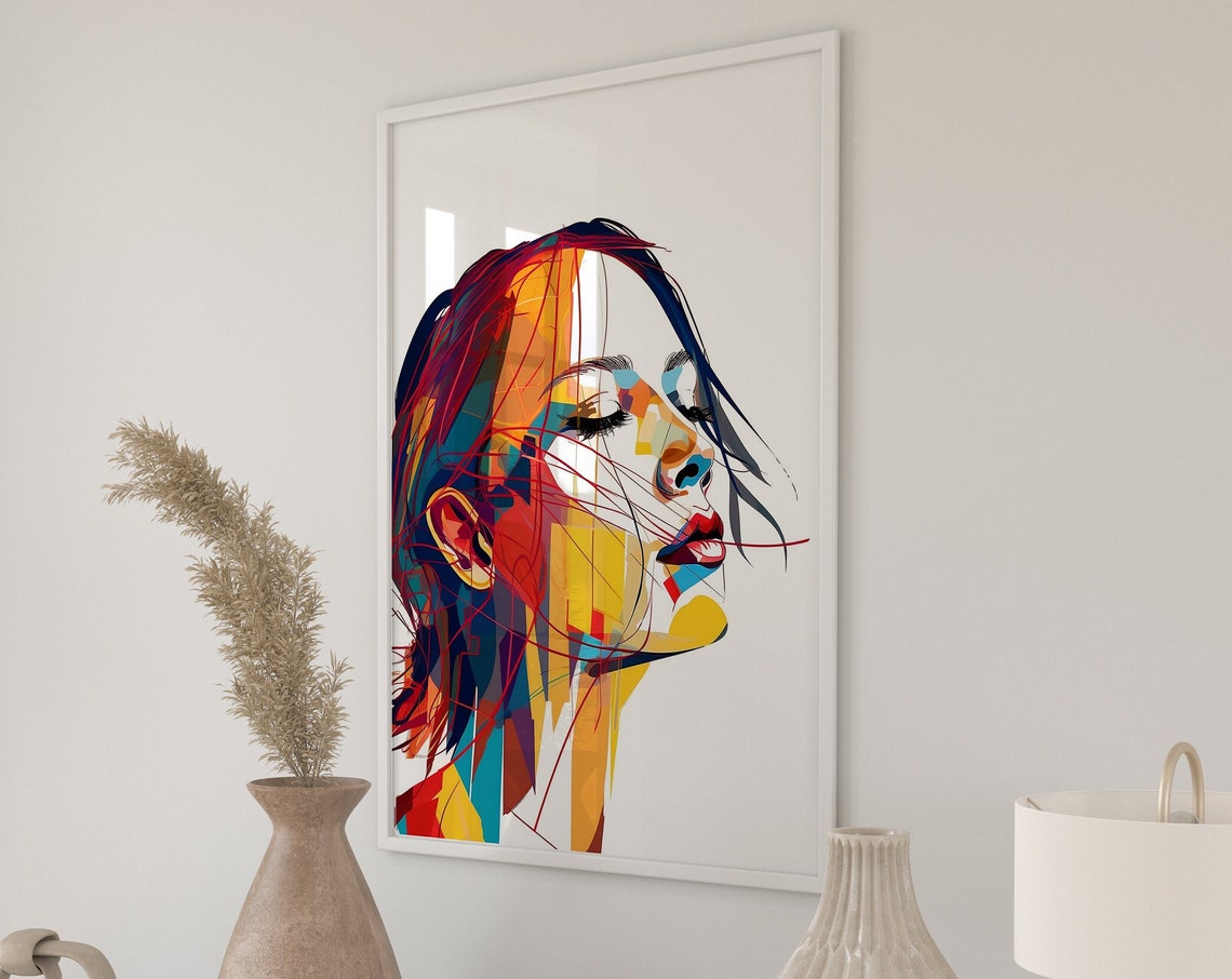Abstract Female Face Artfemale Body Artillustrated Femalefashion Woman Wall Artdigital Downloadtrendy Wall Artaesthetic Girly Dorm Art