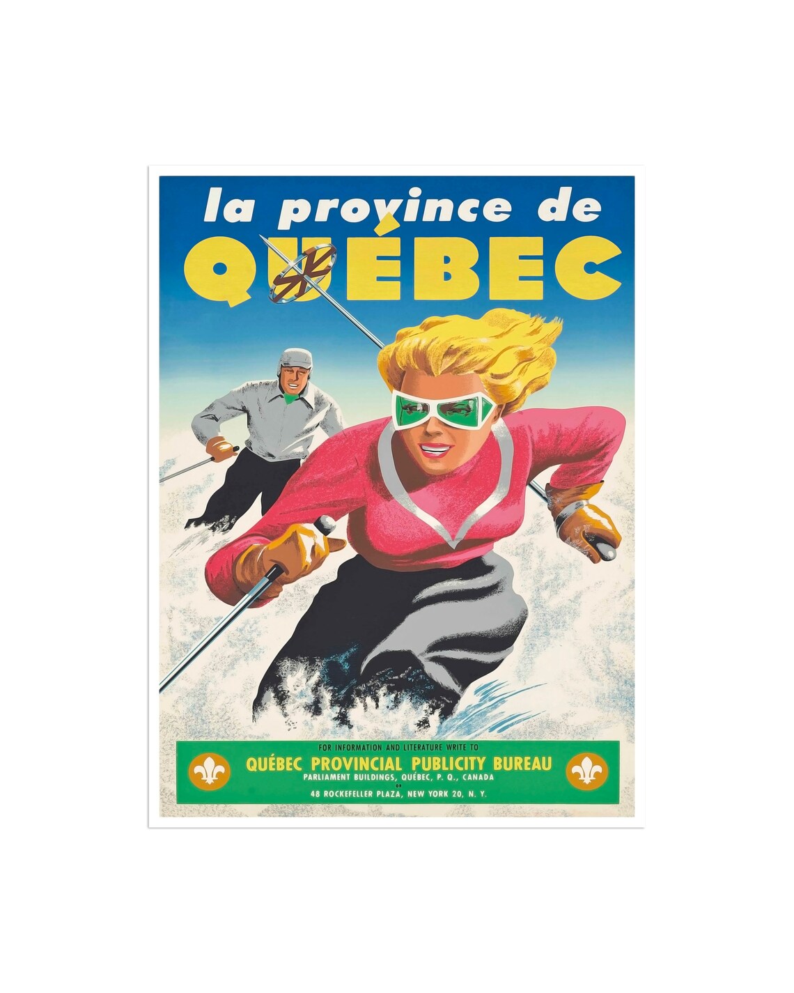 Quebec Ski Travel Poster, Canada Home Decor