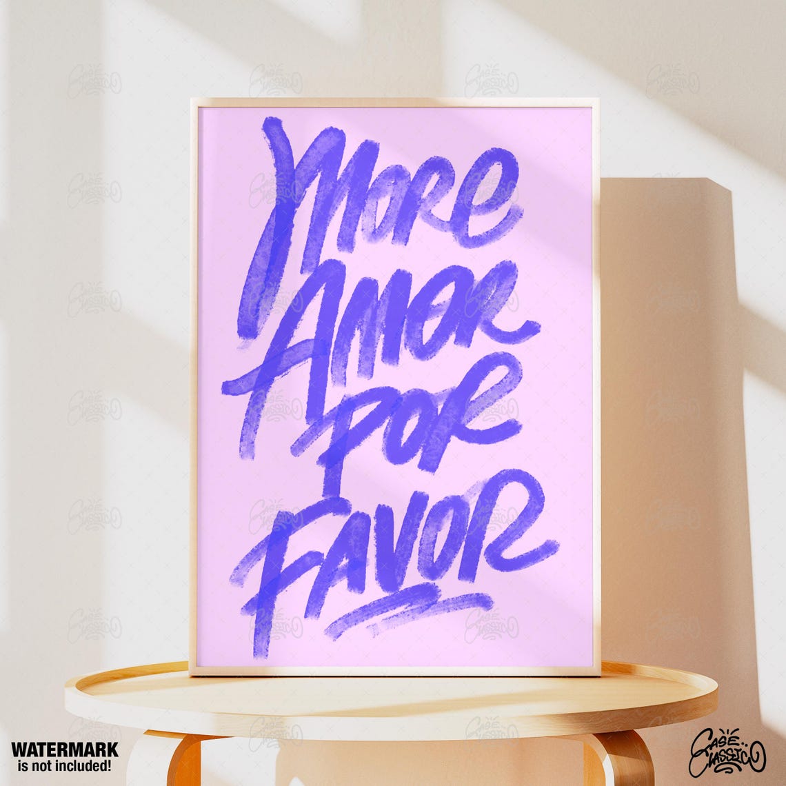 More Amor Por Favor Purple Brush Script Pink Quote Wall Poster - Image 4