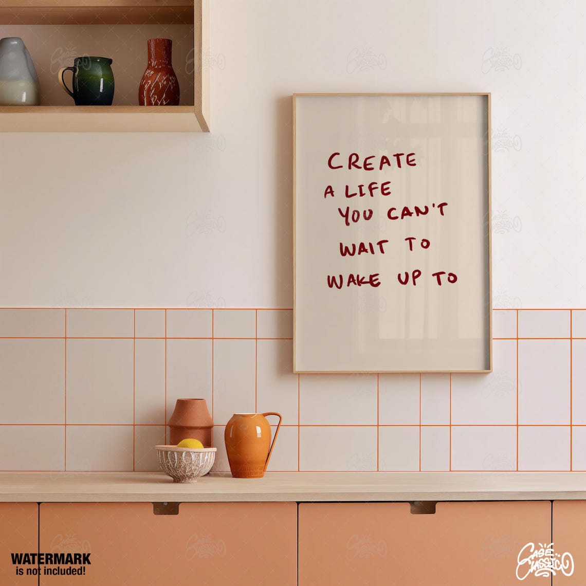 Create A Life You Can't Wait To Wake Up To Red Script Poster - Image 2