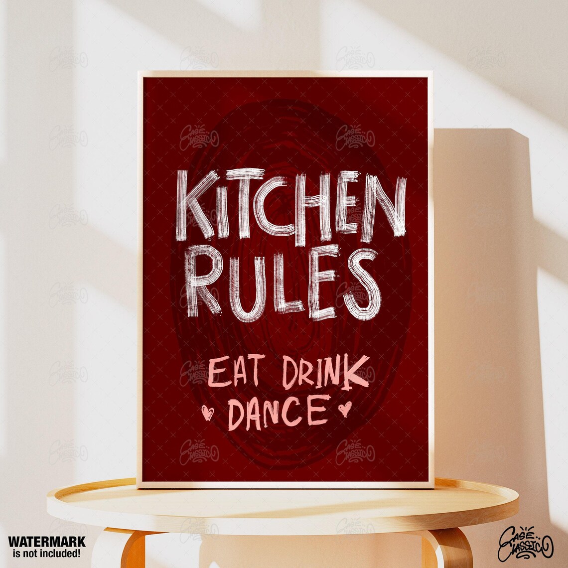 Kitchen Rules Eat Drink Dance, Kitchen Quote Art
