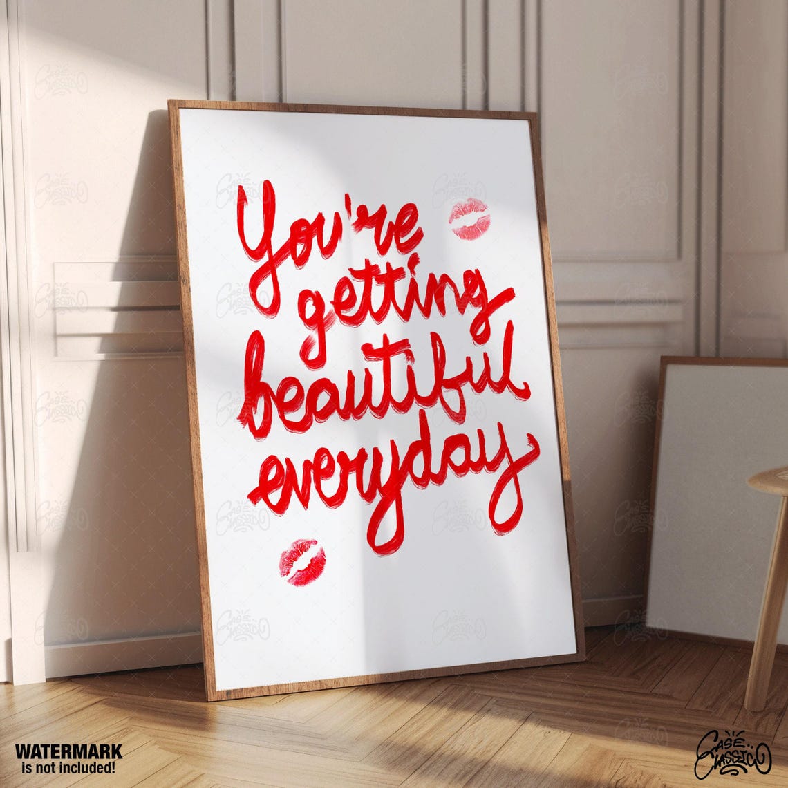 Youre Getting Beautiful Everyday Teen Girl Wall Art Quote Print Lipstick Wall Art Girly Wall Art Indie Room Decor Minimalist Wall Art - Image 3