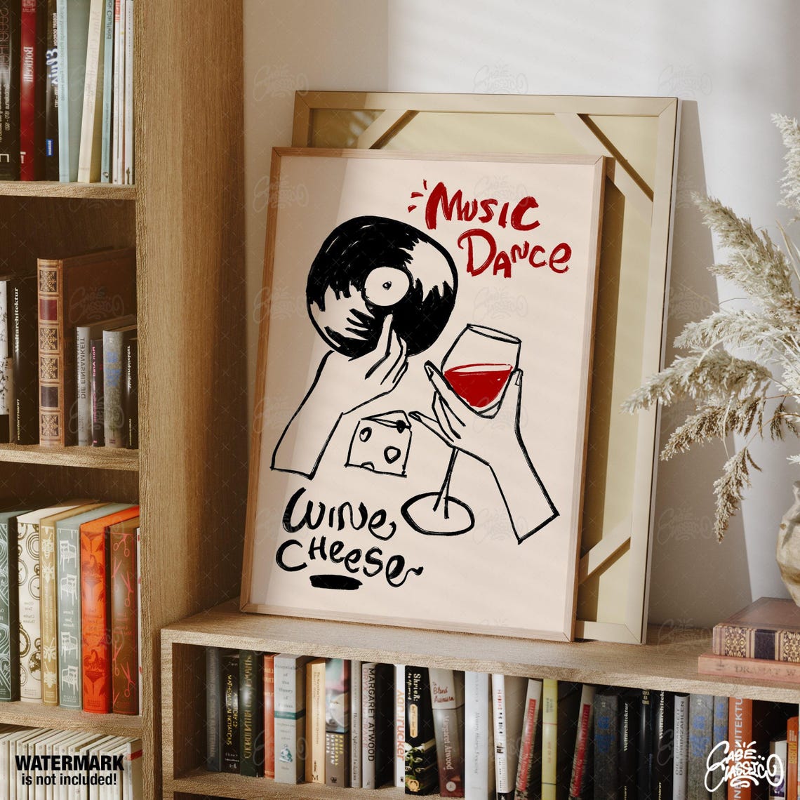 Music Dance Wine Cheese Cream Illustrated Kitchen Bar Poster - Image 2