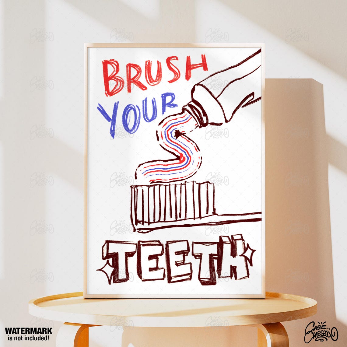 Brush Your Teeth Playful Toothpaste Squeeze Illustration Poster - Image 4