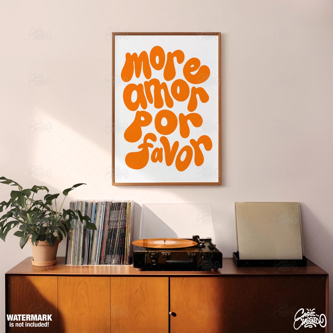 More Amor Por Favor Groovy Orange Lettering Typography Poster - Image 3