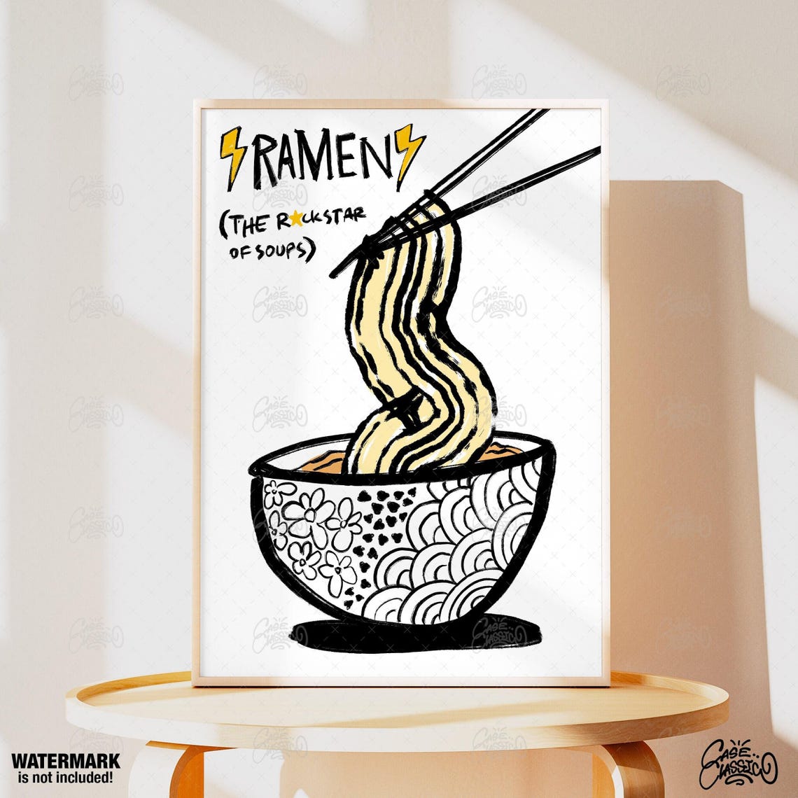 Ramen Rockstar Of Soups Noodle Bowl Hand Drawn Kitchen Art Poster - Image 4