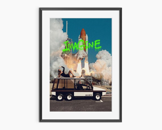 Imagine Neon Graffiti Over Space Shuttle Launch Photo Poster