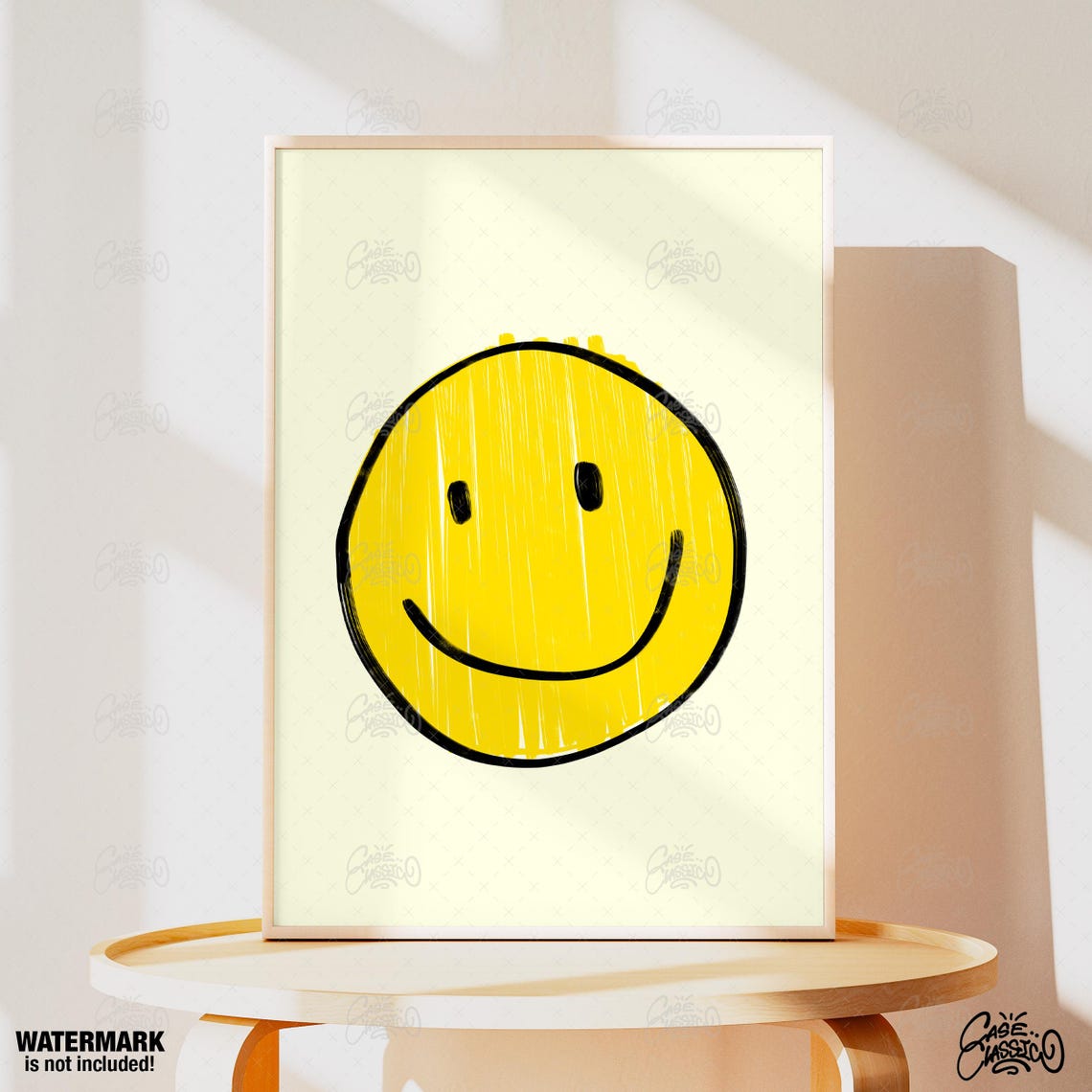 Big Yellow Smiley Face Hand Drawn Poster in Happy Retro Emoji Style - Image 3