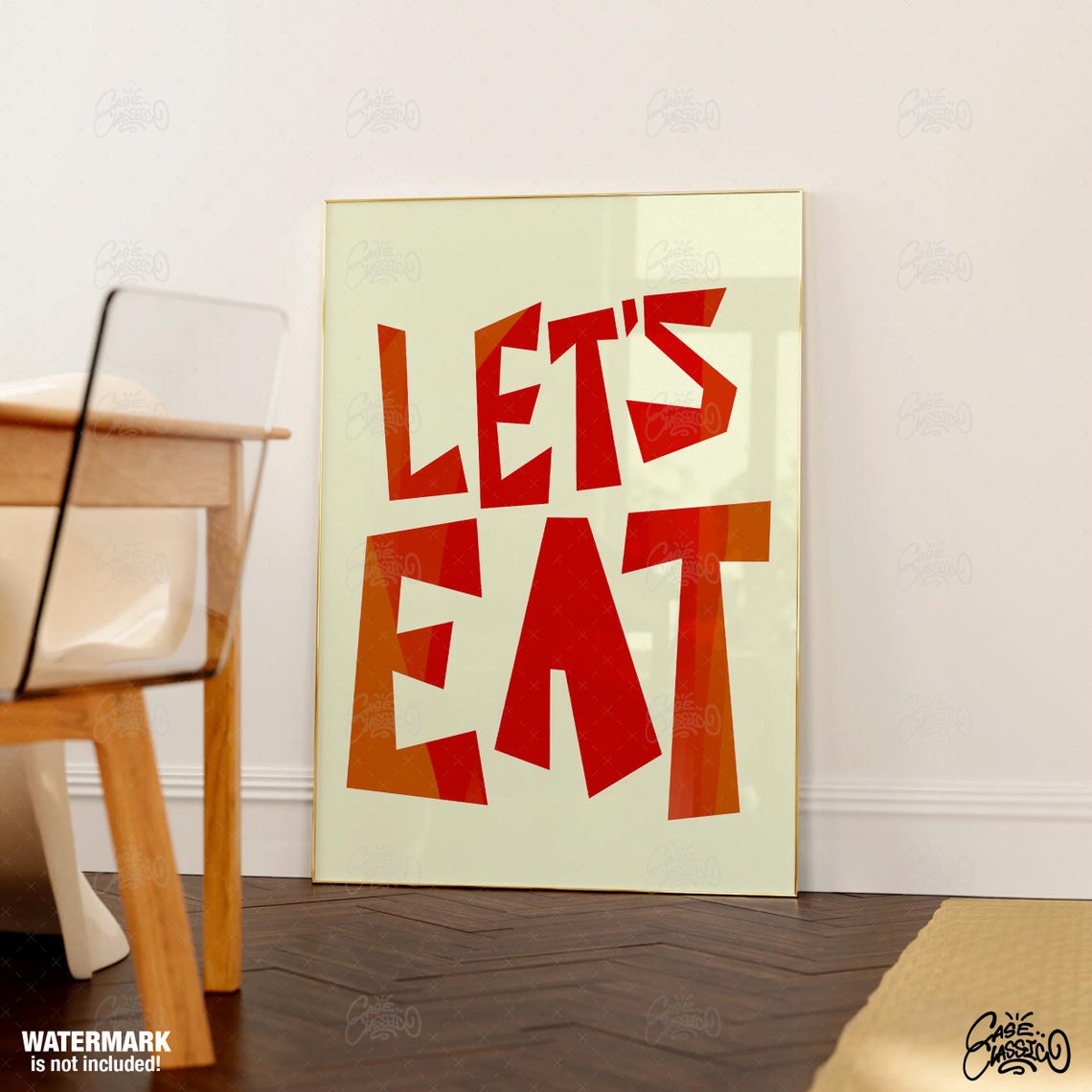 Let's Eat Retro Chunky Red Letter Kitchen Dining Wall Poster - Image 3