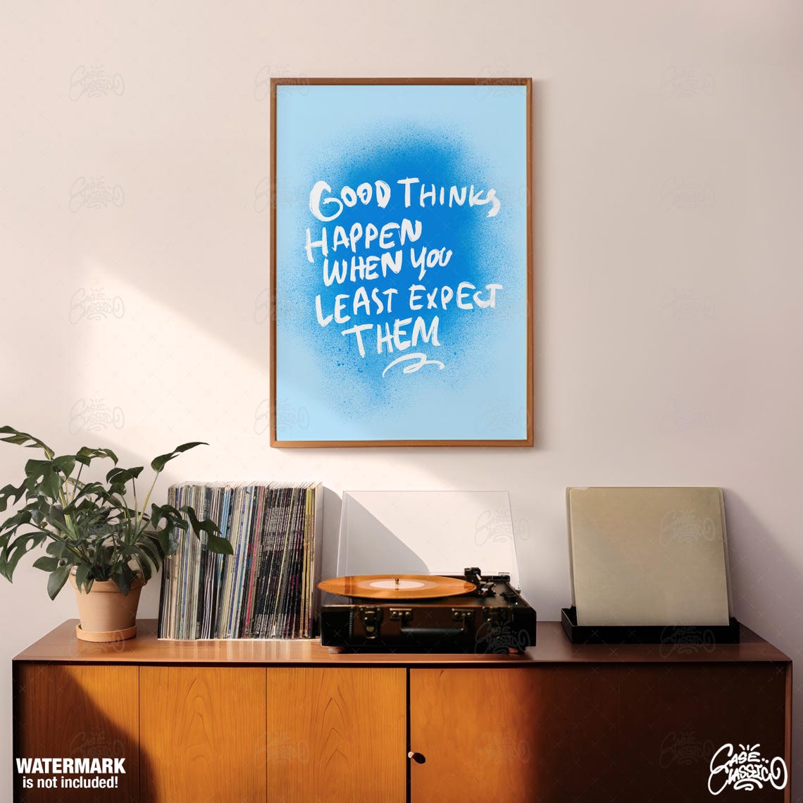 Good Things Happen When You Least Expect Them Blue Quote Poster - Image 3