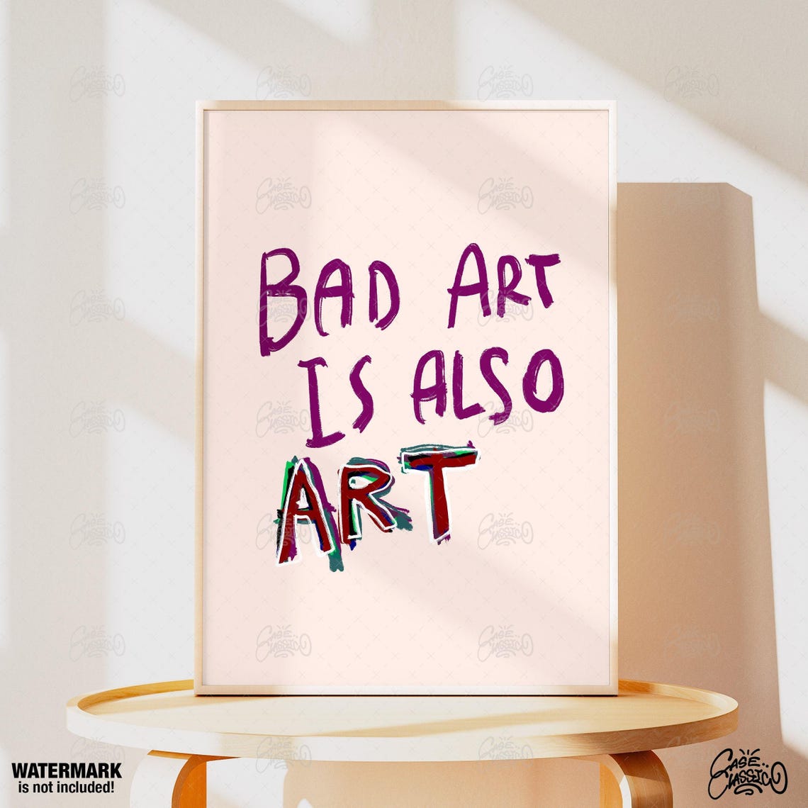 Bad Art Is Also Art Quote Poster in Purple Script on Cream Background - Image 4