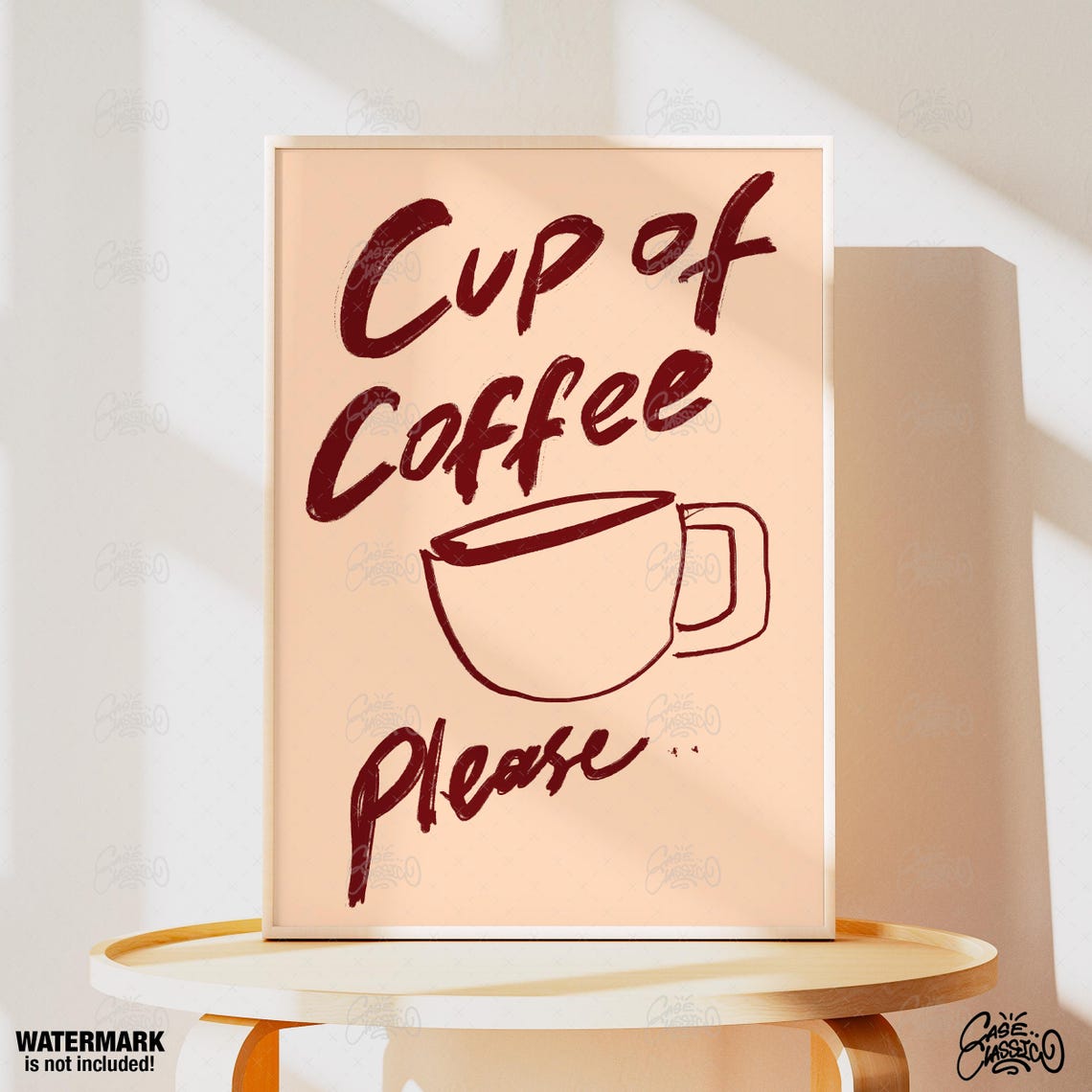 Cup of Coffee Please Brown Hand Lettered Cafe Kitchen Poster - Image 3