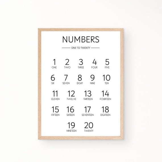 Numbers Count 1 20 Educational Print Numbers Print Counting Print Homeschool Prints Classroom Prints Playroom Print Montessori Print