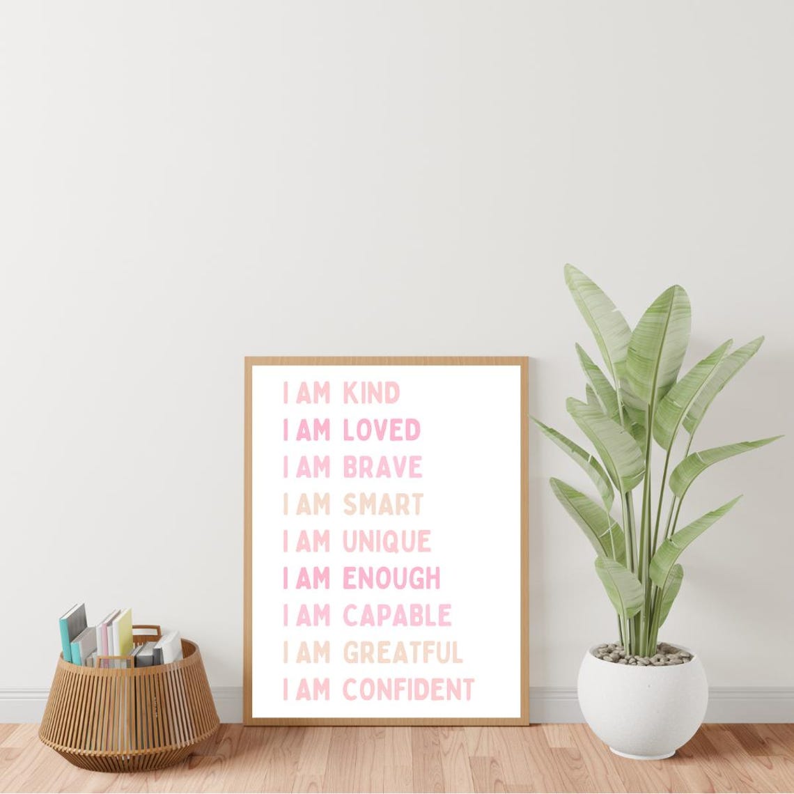 Kids I Am Affirmations Poster in Pink for Girls Room and Nursery Decor - Image 3