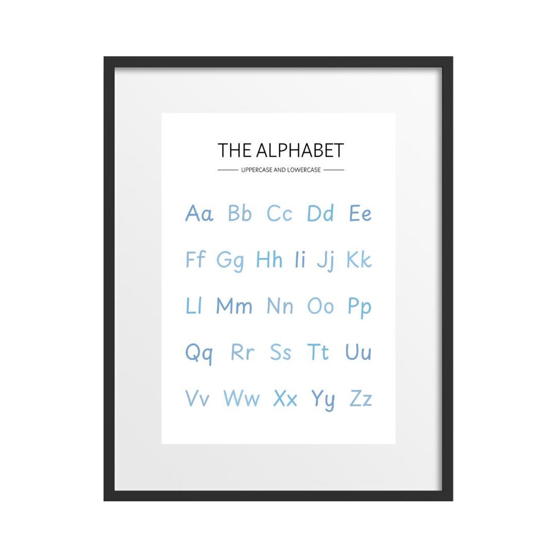 Blue Alphabet Uppercase and Lowercase Poster for Kids Classroom Decor - Image 2