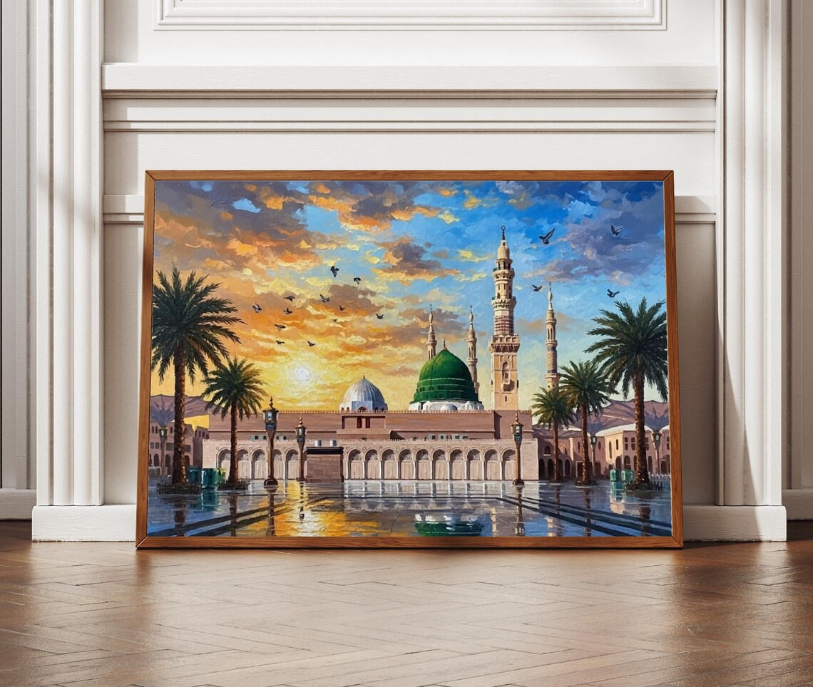 Medina Travel Poster, Masjid Annabawi Art Print