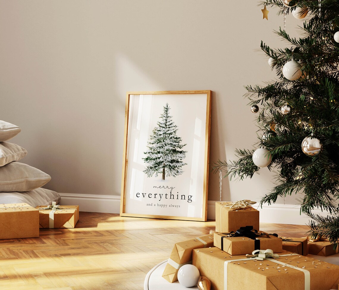 Christmas Tree Print, Minimalist Winter Holiday Decor