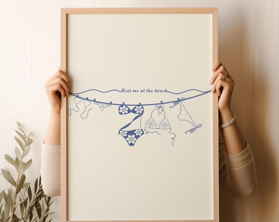 Meet Me at the Beach Bikini Clothesline Coastal Cowgirl Print