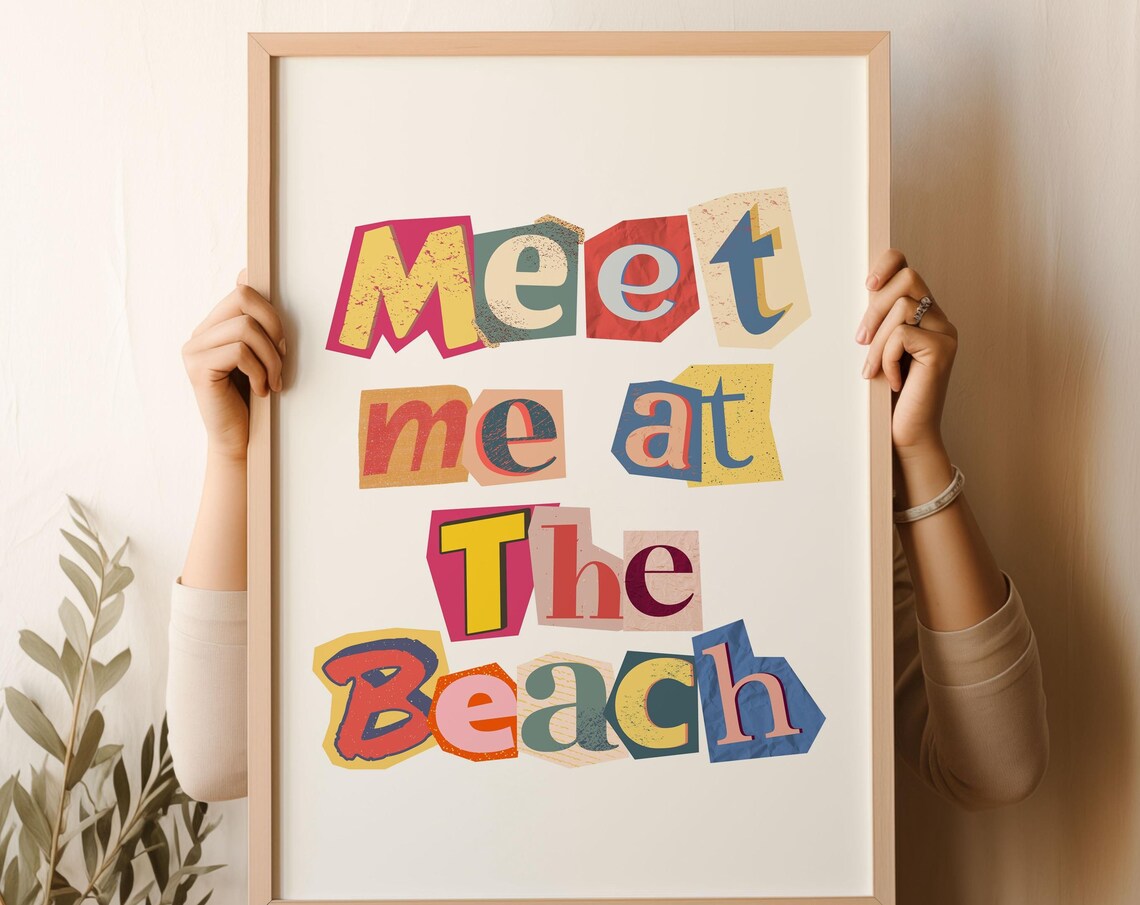 Meet Me At The Beach Collage Cutout Letters Coastal Wall Art - Image 2