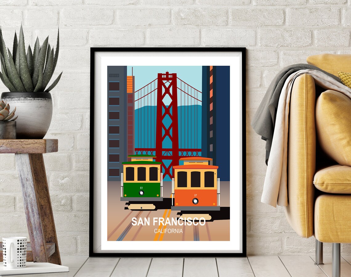 San Francisco Golden Gate Bridge Travel Poster, City View