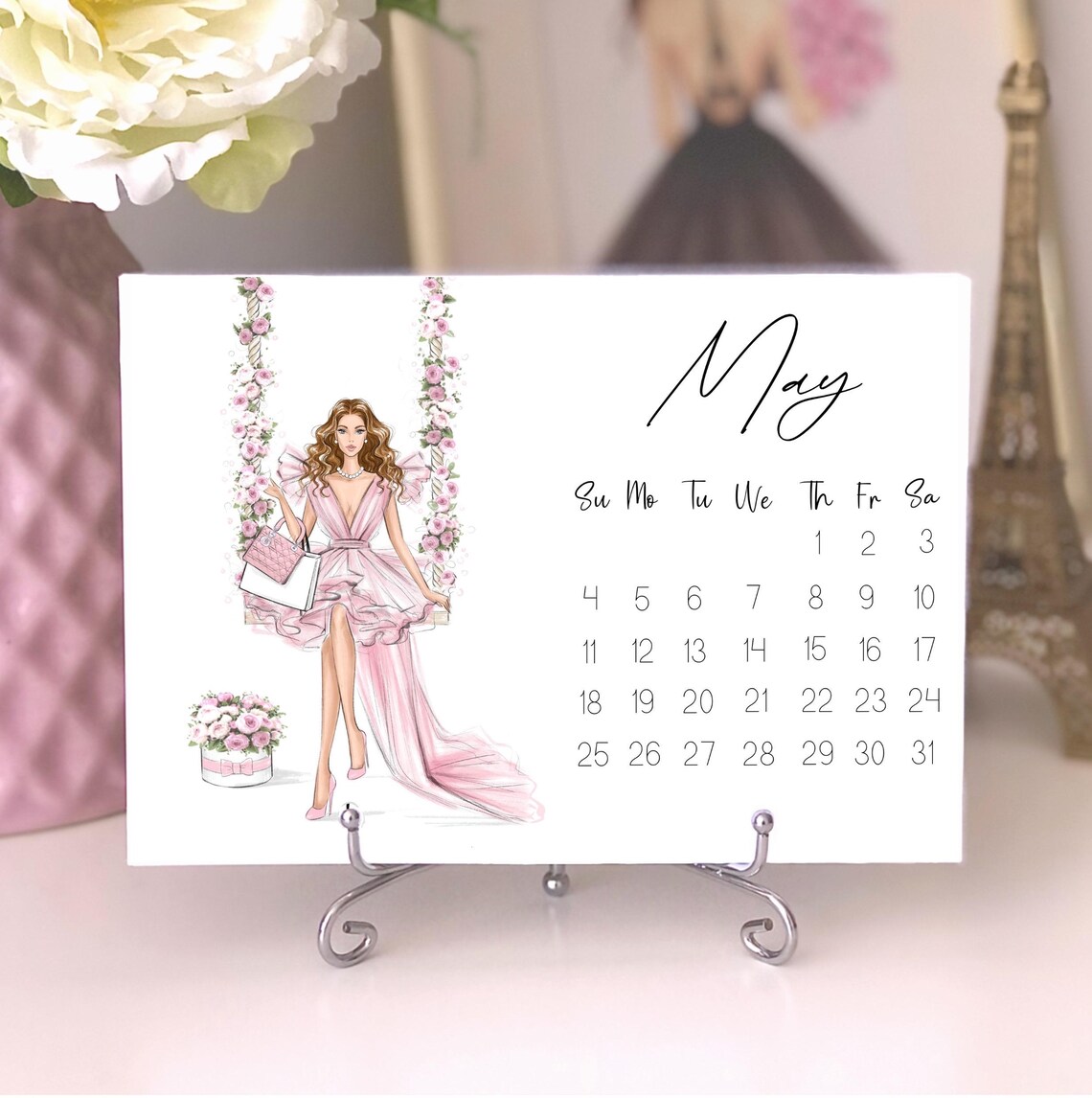 Fashion Illustration Mini Calendar, 2025 Desk Calendar - Image 2