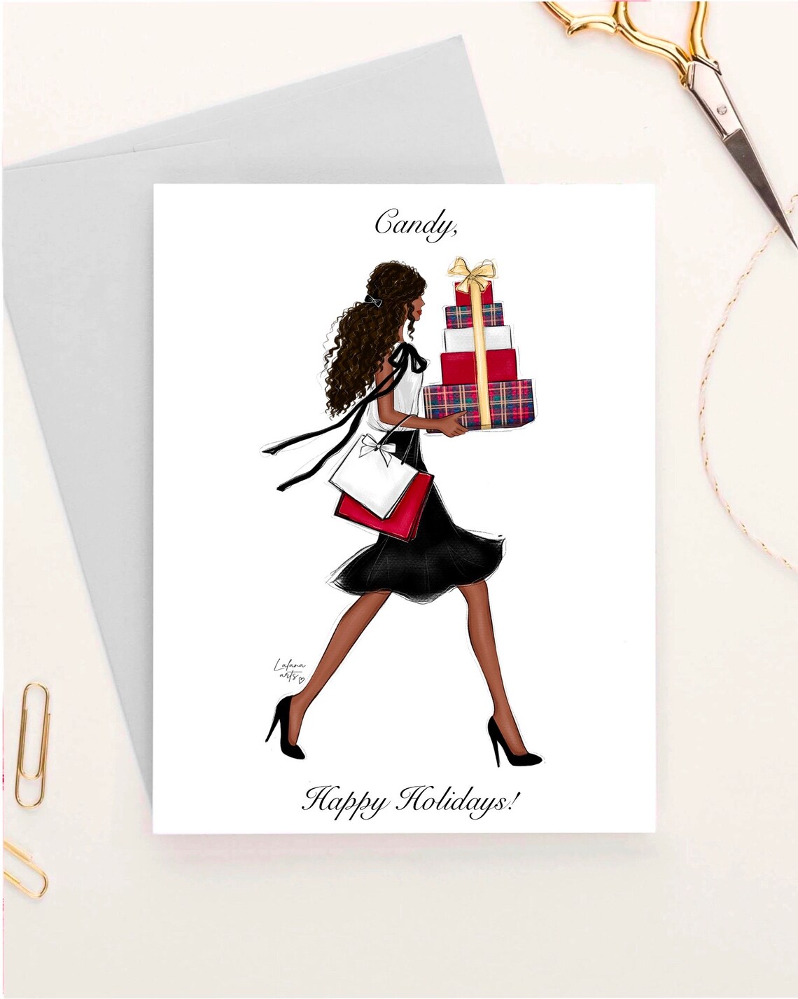 Personalized Fashion Greeting Card, Christmas Postcard For Her - Image 2