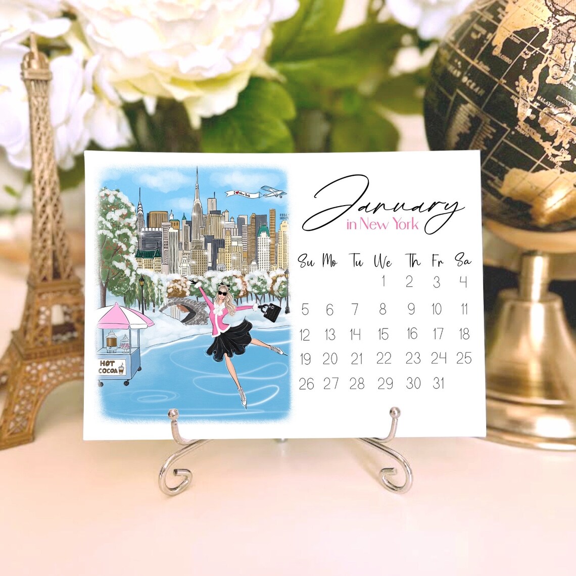 Travel Calendar 2025 Fashion Sketches Desk Calendar - Image 4