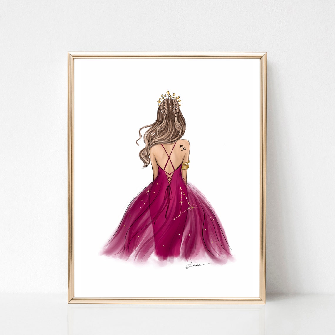 Capricorn Sign Art Print Zodiac Fashion Illustration Capricorn Gift For Her Astrology Print Capricorn Print Capricorn Zodiac Print - Image 2