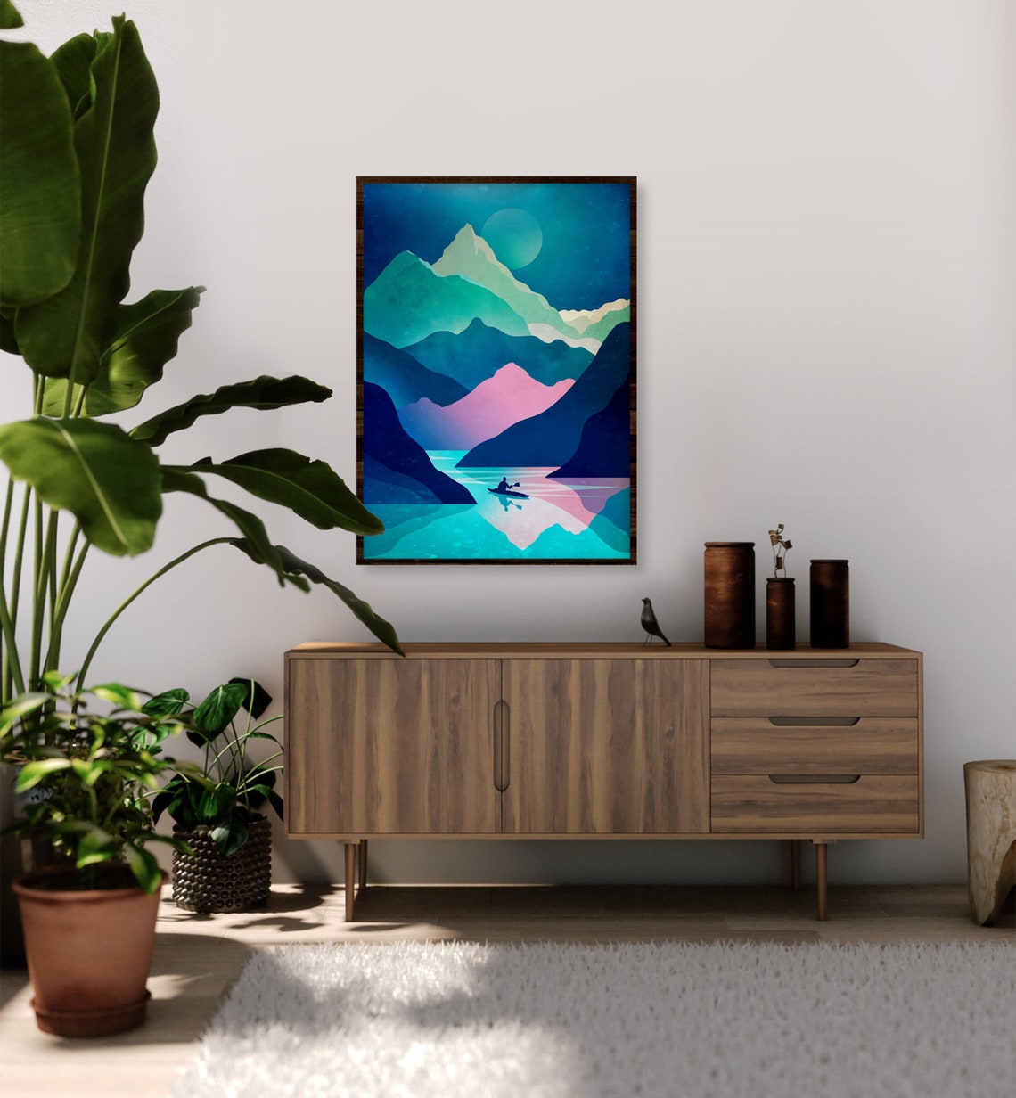 Kayaking Lake And Mountains Art Print - Image 3