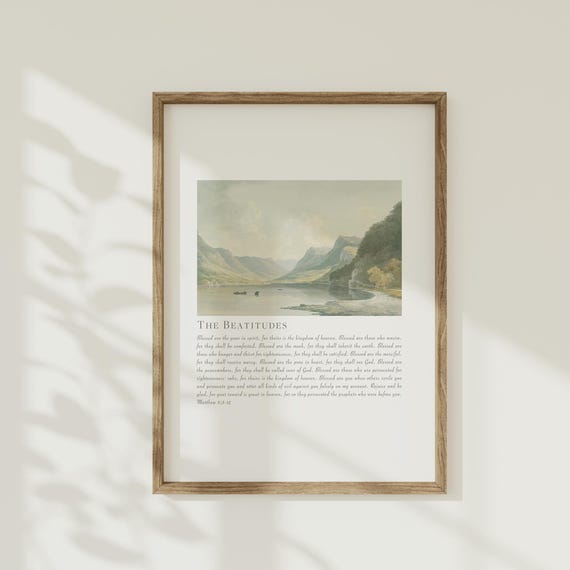 The Beatitudes Coastal Vintage Scripture Art Print