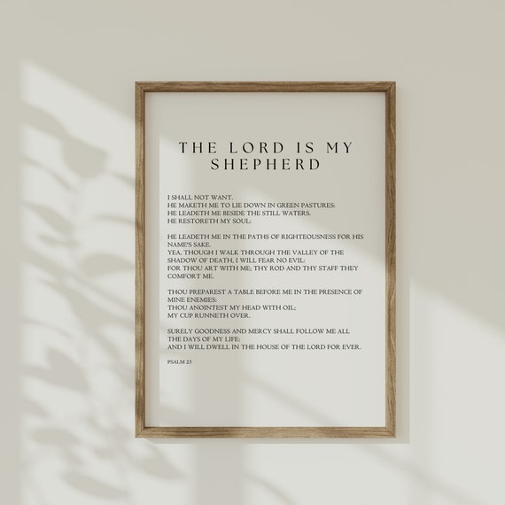 Psalm 23 Minimalist Wall Art The Lord Is My Shepherd Bible Verse Poster Timeless Christian Home Decor Instant