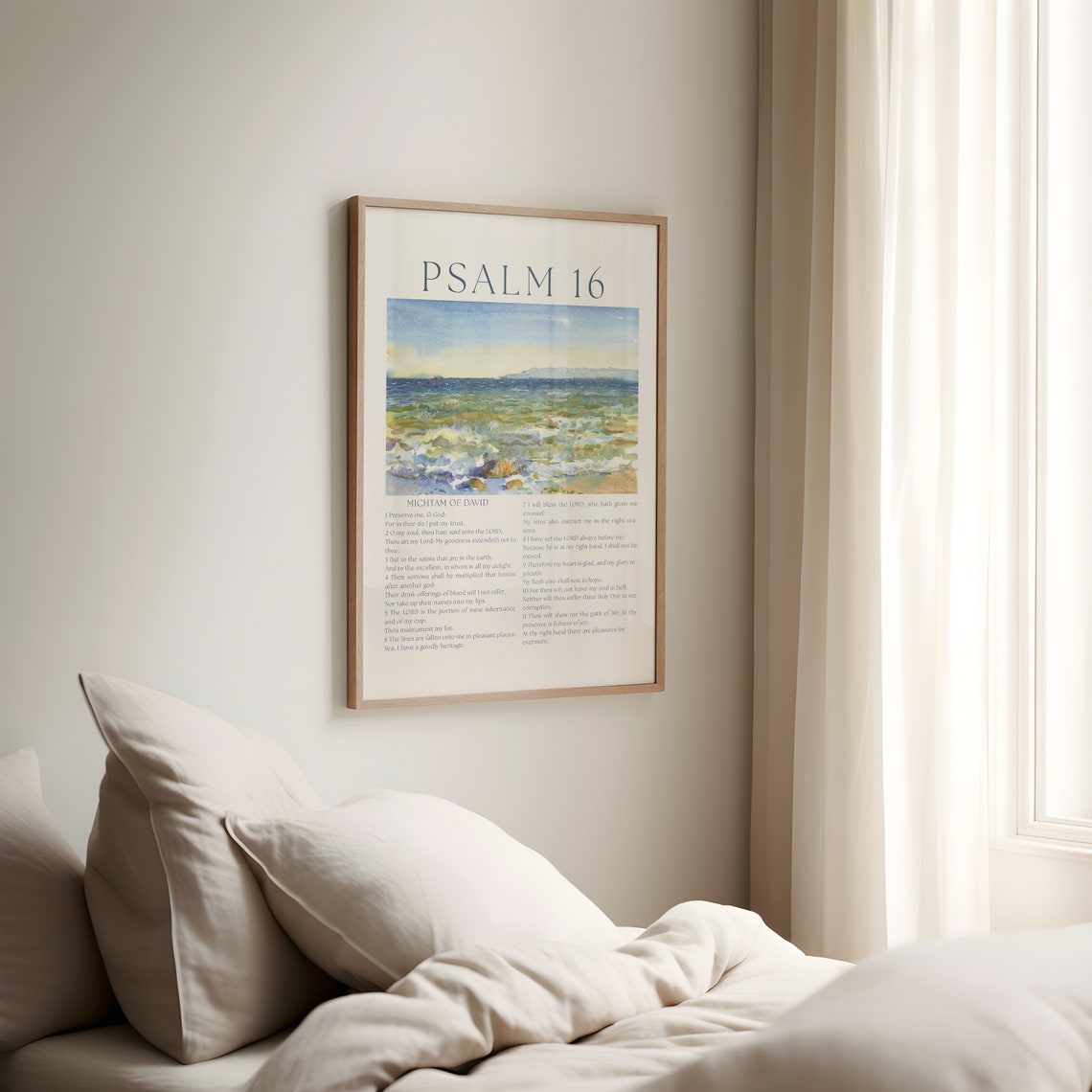 Psalm 16 Coastal Wall Art Nautical Bible Poster Bible Verse Timeless Christian Home Decor Instant Ocean Art - Image 4