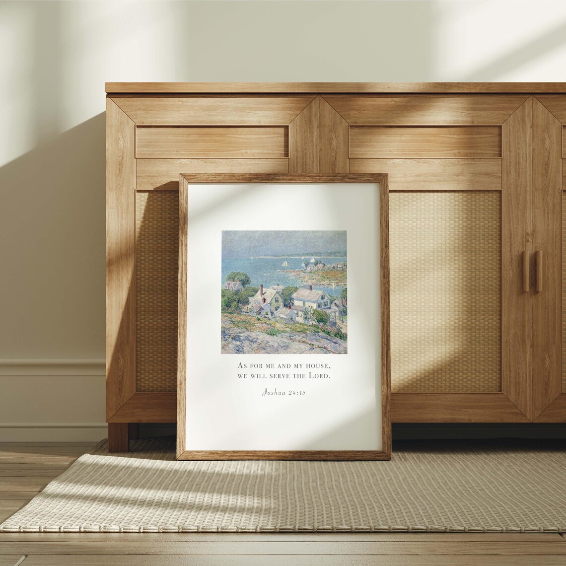 Joshua 24:15 As For Me and My House Coastal Village Impressionist Poster - Image 5
