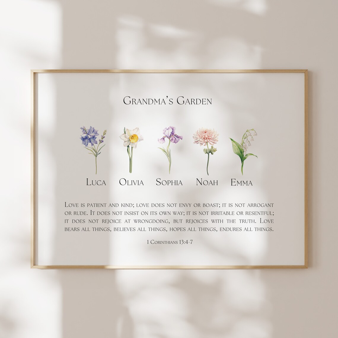 Custom Christian Floral Bible Quote Art Print for Grandma